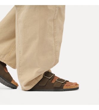 Birkenstock Sandálias de Couro Arizona Wire Buckle (Ajuste Regular) castanho