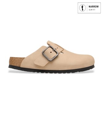 Birkenstock Sandales en cuir Boston Wire Buckle (Ajustement Étroit) sable