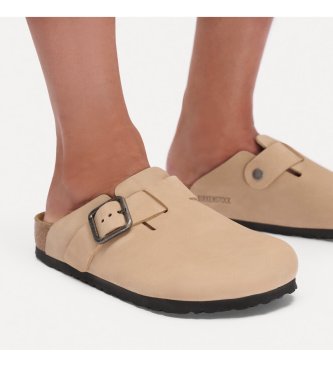 Birkenstock Sandales en cuir Boston Wire Buckle (Ajustement Étroit) sable
