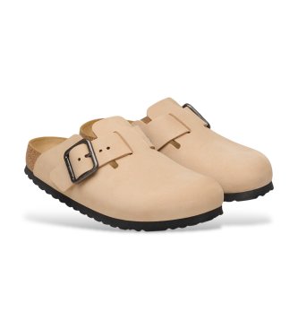 Birkenstock Sandales en cuir Boston Wire Buckle (Ajustement Étroit) sable