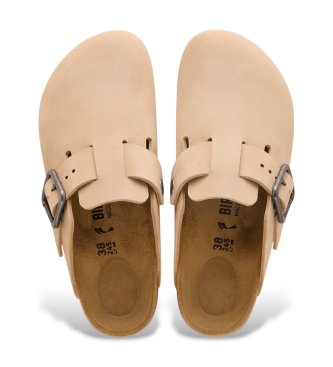 Birkenstock Sandales en cuir Boston Wire Buckle (Ajustement Étroit) sable