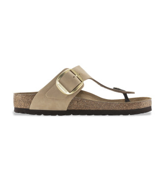 Birkenstock Sandales en cuir  grande boucle Gizeh marron