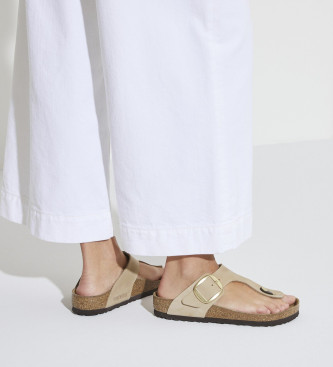 Birkenstock Sandales en cuir  grande boucle Gizeh marron