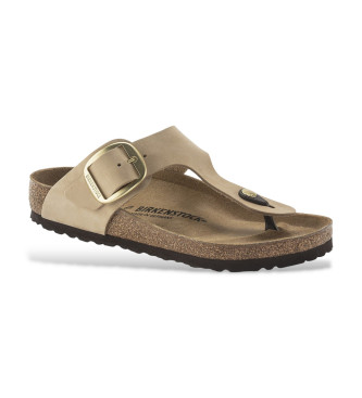 Birkenstock Sandales en cuir  grande boucle Gizeh marron