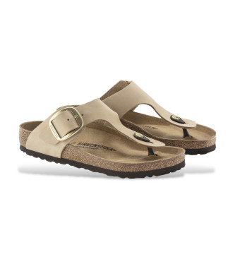 Birkenstock Sandales en cuir  grande boucle Gizeh marron