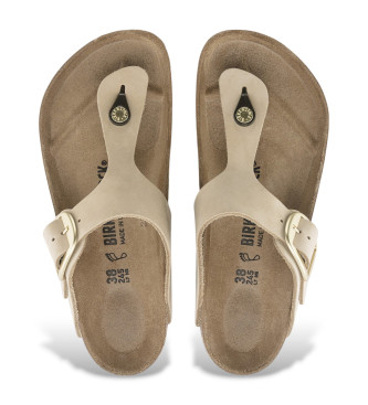 Birkenstock Sandales en cuir  grande boucle Gizeh marron