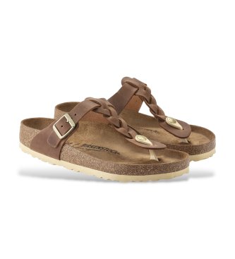 Birkenstock Sandalias de piel Gizeh Braided Oiled (Ajuste Regular) marrón