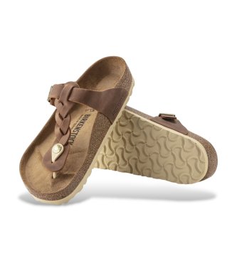 Birkenstock Sandalias de piel Gizeh Braided Oiled (Ajuste Regular) marrón
