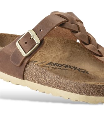 Birkenstock Sandalias de piel Gizeh Braided Oiled (Ajuste Regular) marrón