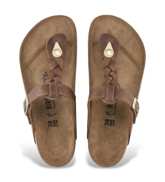 Birkenstock Sandalias de piel Gizeh Braided Oiled (Ajuste Regular) marrón