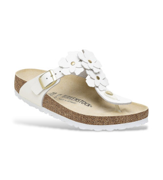 Birkenstock Gizeh Flower Embellishment leather sandals white