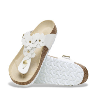 Birkenstock Gizeh Flower Embellishment leather sandals white