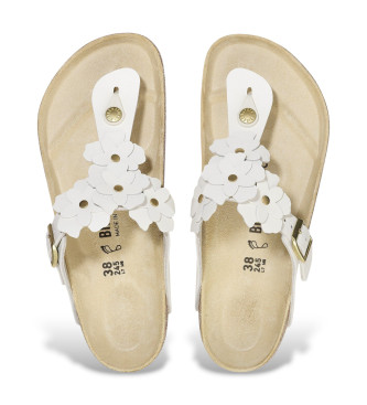 Birkenstock Gizeh Flower Embellishment leather sandals white
