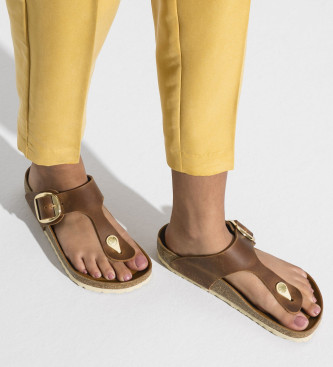 Birkenstock Sandlias em pele Gizeh castanhas