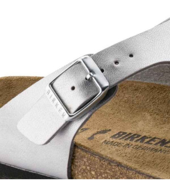 Birkenstock Sandlias Gizeh em pele prateada