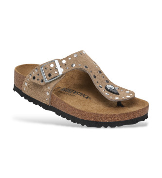 Birkenstock Sandalias de Piel Gizeh Rivet taupe