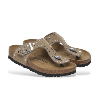 Birkenstock Sandalias de Piel Gizeh Rivet taupe