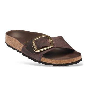 Birkenstock Sandálias de Couro Madrid Big Buckle (Ajuste Estreito) castanho