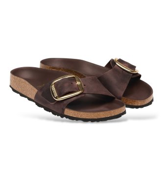 Birkenstock Sandálias de Couro Madrid Big Buckle (Ajuste Estreito) castanho