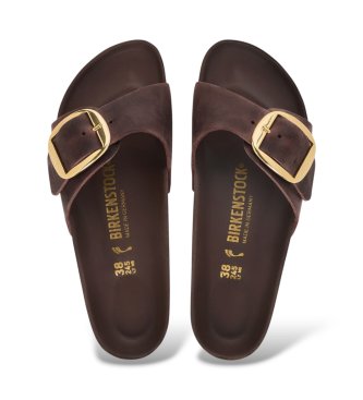 Birkenstock Sandálias de Couro Madrid Big Buckle (Ajuste Estreito) castanho