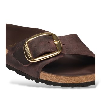 Birkenstock Sandálias de Couro Madrid Big Buckle (Ajuste Estreito) castanho