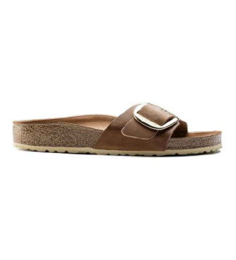 Birkenstock Skórzane sandały Madrid Big Buckle brązowe