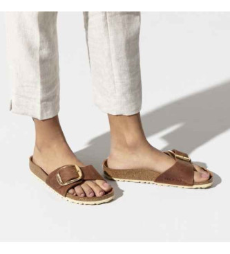 Birkenstock Skórzane sandały Madrid Big Buckle brązowe