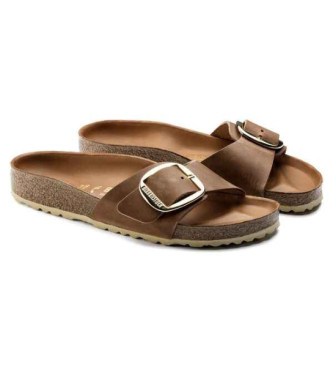 Birkenstock Skórzane sandały Madrid Big Buckle brązowe