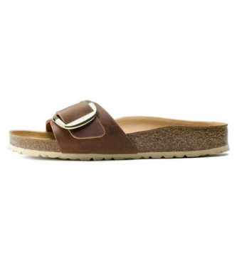 Birkenstock Skórzane sandały Madrid Big Buckle brązowe