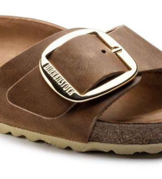 Birkenstock Skórzane sandały Madrid Big Buckle brązowe