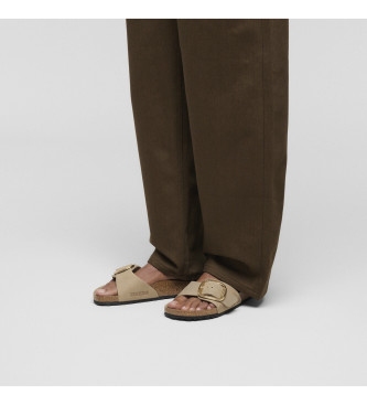 Birkenstock Leather Sandals Madrid Big Buckle light brown