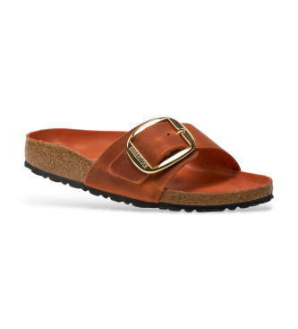 Birkenstock Sandalias de Piel Madrid Big Buckle Oiled marr�n naranja