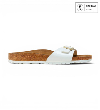 Birkenstock Sandalen aus Leder Madrid Birko-Flor Patent (Schmale Passform) weiß