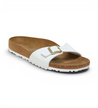 Birkenstock Sandalen aus Leder Madrid Birko-Flor Patent (Schmale Passform) weiß