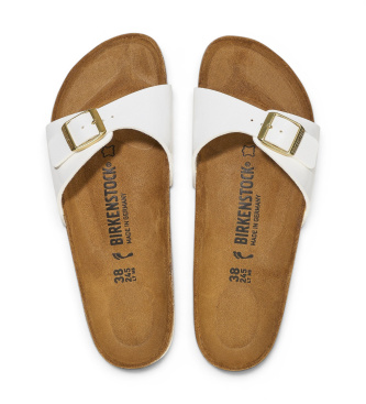 Birkenstock Sandalen aus Leder Madrid Birko-Flor Patent (Schmale Passform) weiß