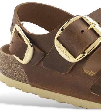 Birkenstock Sandaler i læder Milano Big Buckle Oiled Leather (smal pasform) brun