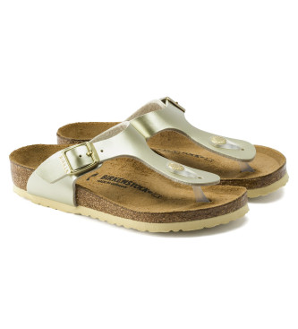 Birkenstock Sandalen Gizeh Birko-Flor metallic goud smalle sandalen