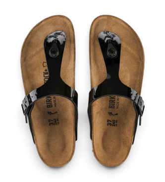 Birkenstock Sandali Gizeh Birko-Flor Patent (Vestibilità Regolare) nero