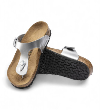 Birkenstock Gizeh Kinder Birko-Flor Silber Sandalen