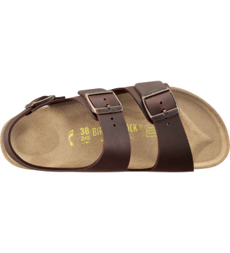 Birkenstock Sandales en cuir marron huilé Milano