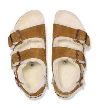 Birkenstock Milano Shearling Brown Suede Sandals