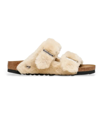 Birkenstock Sandcastle Beige Sandales  dessus en shearling