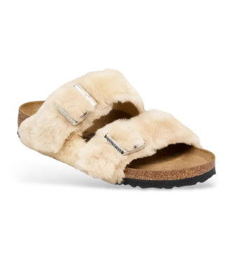 Birkenstock Sandcastle Beige Sandales  dessus en shearling