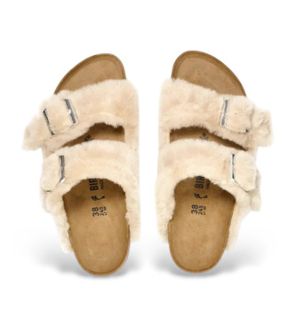 Birkenstock Sandcastle Beige Sandales  dessus en shearling