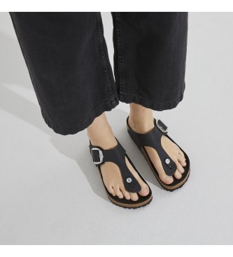 Birkenstock SandaliGizeh Big Buckle Pelle oliata (Vestibilità Stretta) nero