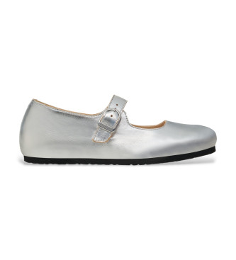 Birkenstock Santa Clarita ballerinapumps i silverf�rgat l�der