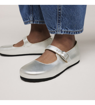 Birkenstock Santa Clarita ballerinapumps i silverf�rgat l�der