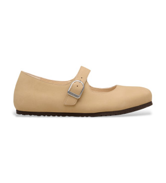 Birkenstock Santa Clarita ballerinaskor i beige l�der
