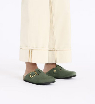 Birkenstock Boston Big Buckle Lder Clogs grn