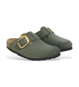Birkenstock Boston Big Buckle Lder Clogs grn